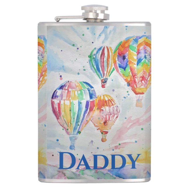 Luftballong Pappa färglös vattenfärg Mugg Fickplunta (Framsidan)