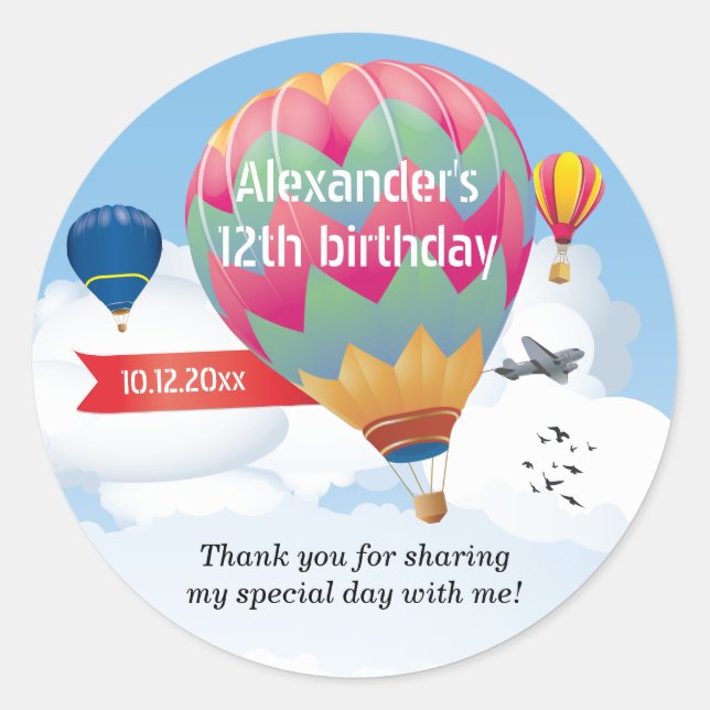 Luftballong Party Runt Klistermärke (Framsida)