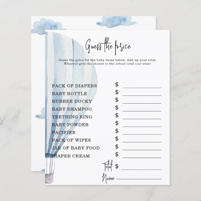 Luftballong Party-spel | Prist gissningsspel (Fram/baksida)