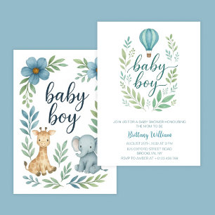 Luftballong Pojke Baby Shower Inbjudningar