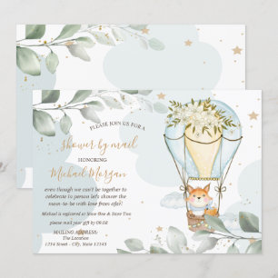 Luftballong,Räv,Moln,Stjärnor,Babyshower per post Inbjudningar