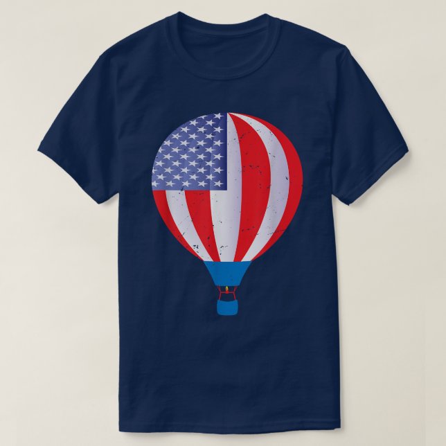 Luftballong-ridskjorta Amerikansk Flagga Luft B T Shirt (Design framsida)