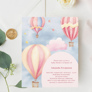 Luftballong rosa Baby Shower-inbjudan