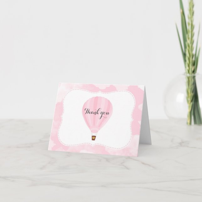 Luftballong Rosa Baby Shower Tack Kort (Framsida)