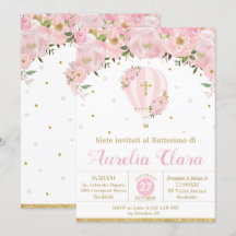 luftballong Rosa Blommigt Baptism som seglar in