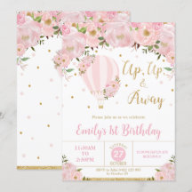 Luftballong Rosa Blommigt Flowers 1:a födelsedag