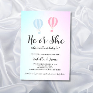 Luftballong Rosa Blue Cute Gender Reveal Inbjudningar