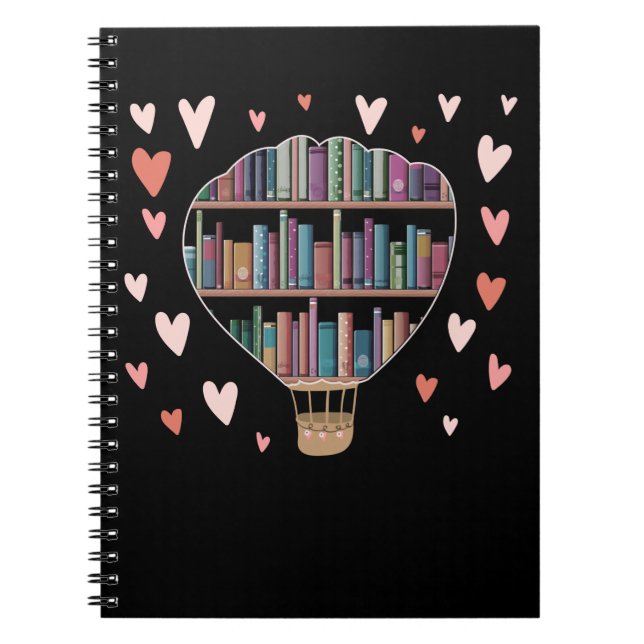Luftballong Shape Bok Älskare Bibliotek Anteckningsbok (Framsidan)