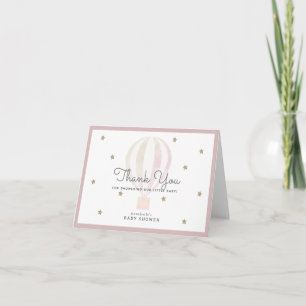 Luftballong Shower Önskemål för Baby Rosa Tack Kort