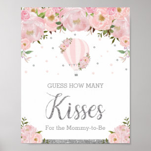 Luftballong Silver Rosa Blommigt Gissa Kisses Poster