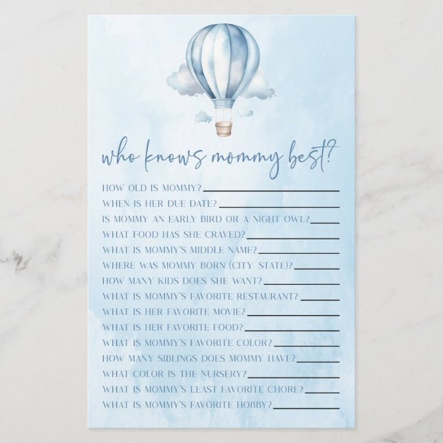 Luftballong som känner till Mamma Baby Shower-spel (Framsida)