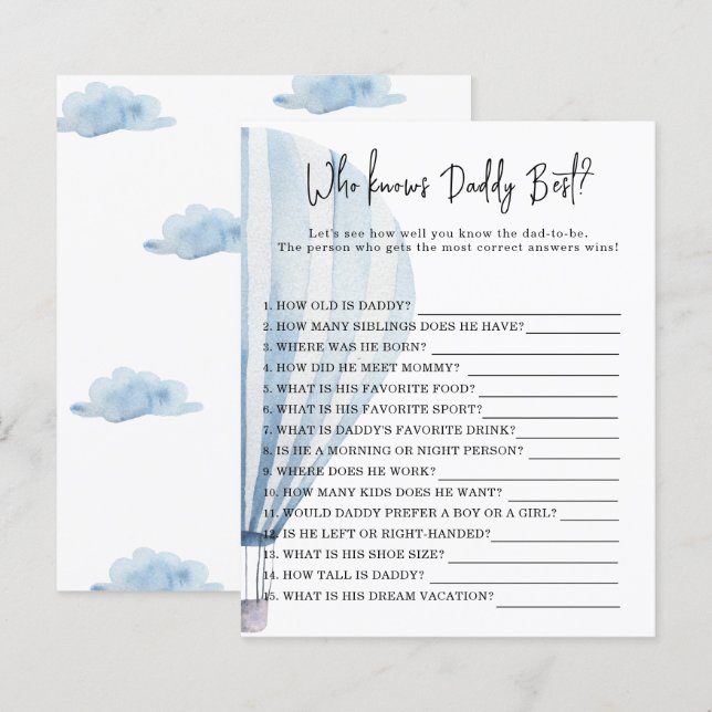 Luftballong - spel som känner DADDY bäst (Fram/baksida)