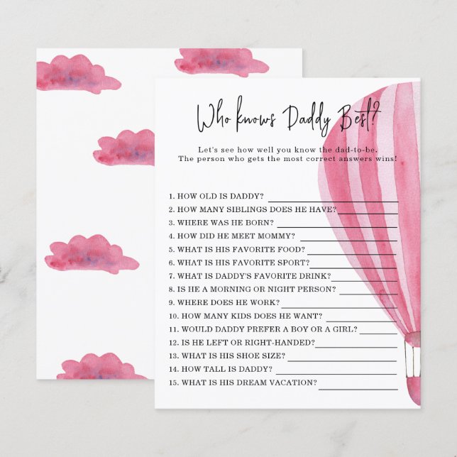 Luftballong - spel som känner DADDY bäst (Fram/baksida)