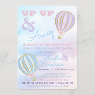 Luftballong, upp och bort Baby SHower Inbjudningar