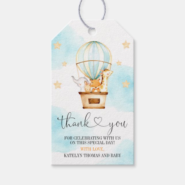 Luftballong upp och bort Tack Märkre Presentetikett (Framsidan)