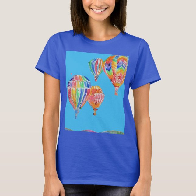 Luftballong Vattenfärgfärgade kvinnor T-Shirt (Framsida)