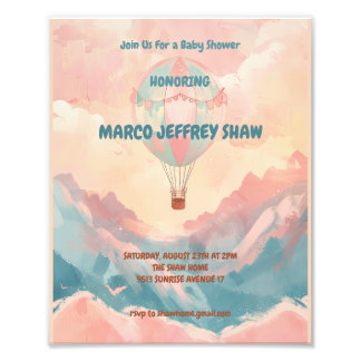 Luftballong Vattenfärgsbabyskor Fototryck