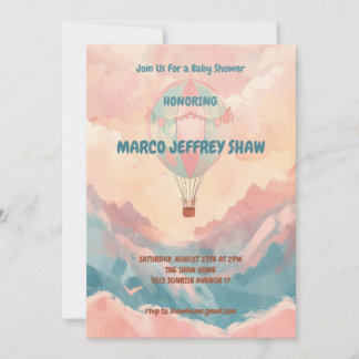 Luftballong Vattenfärgsbabyskor Inbjudningar