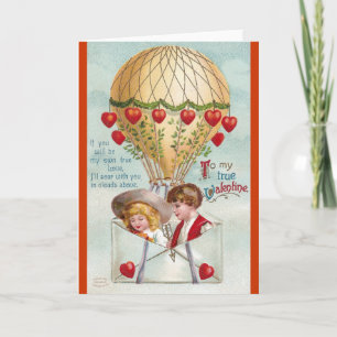 Luftballong Vintage Valentine Helgkort