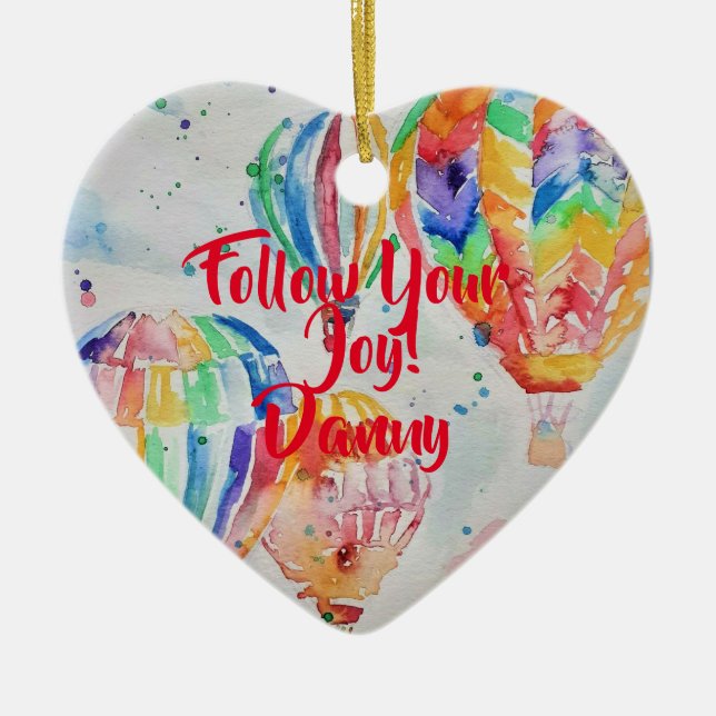 Luftballong Watercolor Barn Namn Dekoration (Framsidan)