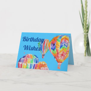 Luftballong Watercolor boys art Birthday Card Kort