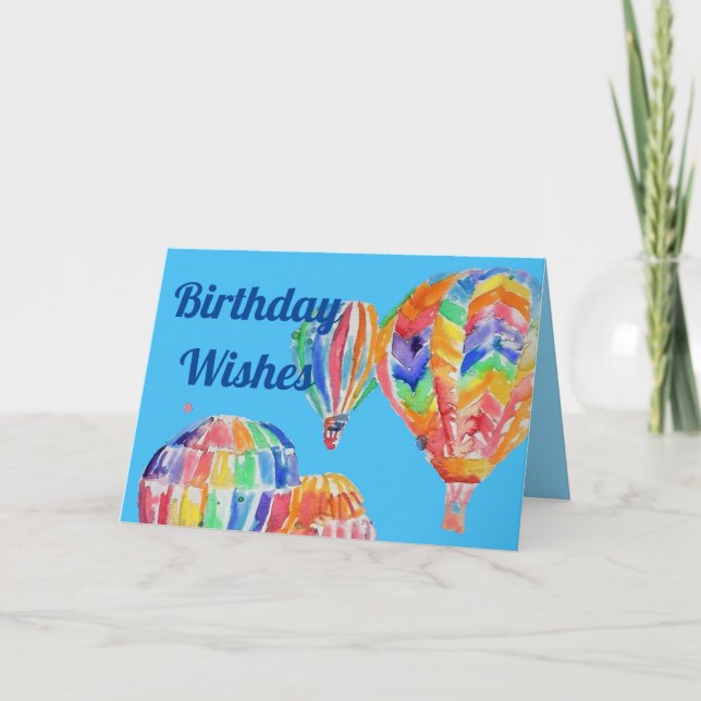Luftballong Watercolor boys art Birthday Card Kort (Framsida)