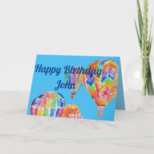 Luftballong Watercolor boys art Birthday Card Kort (Framsida)