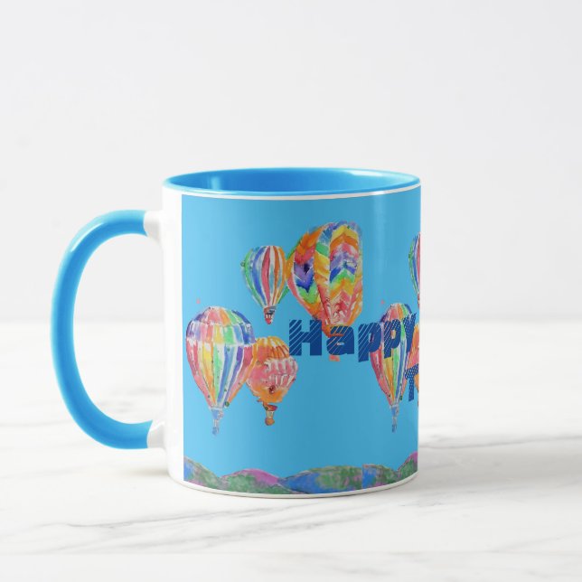 Luftballong Watercolor Boys Birthday Mugg (Vänster)
