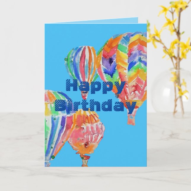 Luftballong Watercolor boys manar Birthday Card Kort (Gul blomma)