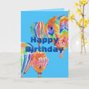 Luftballong Watercolor boys manar Birthday Card Kort