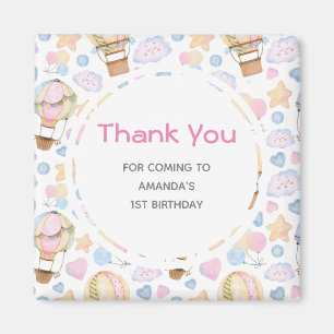 Luftballong Watercolor Mönster Birthday Magnet