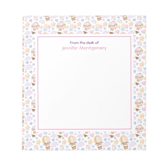 Luftballong Whimsique Watercolor Mönster Anteckningsblock (Framsida)