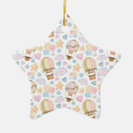 Luftballong Whimsique Watercolor Mönster Julgransprydnad Keramik