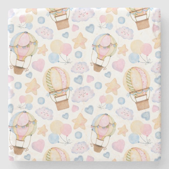 Luftballong Whimsique Watercolor Mönster Stenunderlägg (Framsidan)