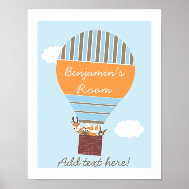 Luftballong Woodland Animals Nursery Poster (Framsidan)