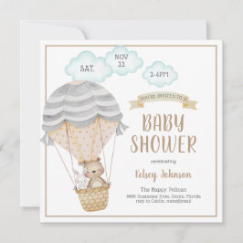 Luftballong Woodland Animals Roligt Baby Shower I Inbjudningar