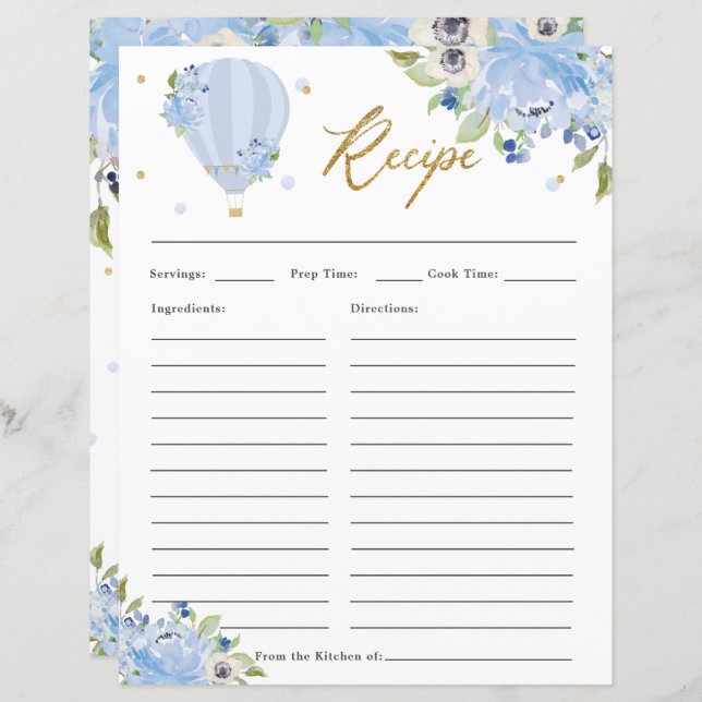 Luftballongen Blått Blommigt, Möhippa för hämtning (Fram/baksida)