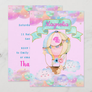 Luftballongen Colorful Rainbow Unicorn födelsedag Inbjudningar