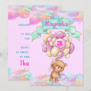 Luftballongen Colorful Rainbow Unicorn födelsedag Inbjudningar