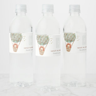 Luftballongen Eco Grönt Lejonare Barns födelsedag Vattenflaskor Etikett