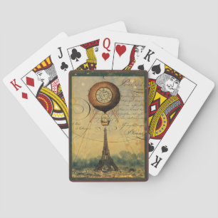Luftballongen Paris Eiffel Torn Steampunk Spel Kort