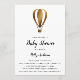 Luftballongen Simple Baby Shower Smooth Guld Inbjudningar