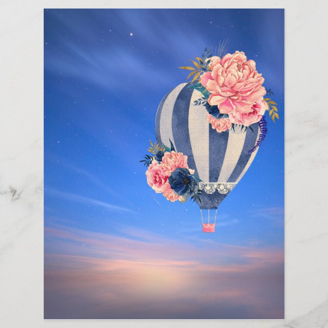 Luftballongens blommigt på blå himmel romantik (Framsida)
