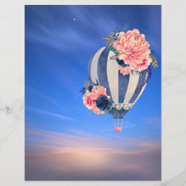 Luftballongens blommigt på blå himmel romantik