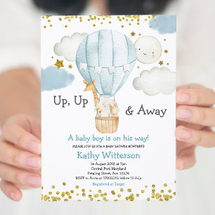 Luftballongens djungeldjur Boy Baby Shower Inv. Inbjudningar
