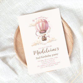 Luftballongens Rosa för födelsedagsinbjudan Inbjudningar