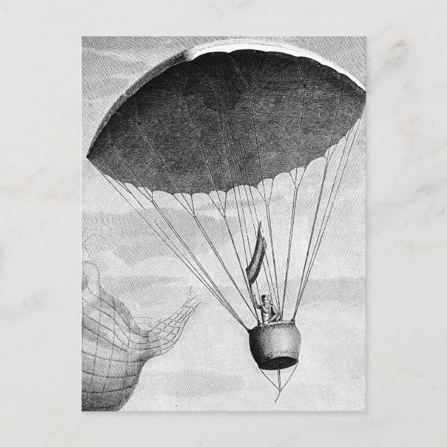 Luftballongens Vintage 1800-talet Vykort (Framsida)