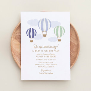 Luftballonger Boy Travel Baby Shower Inbjudningar