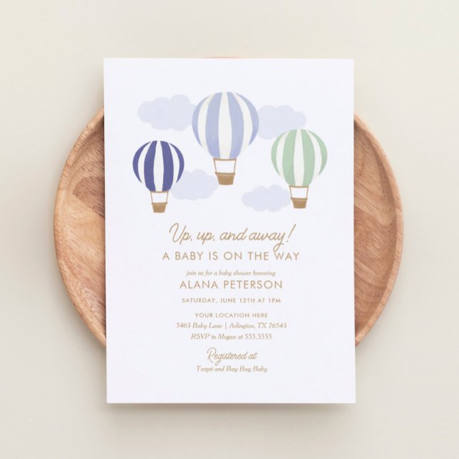 Luftballonger Boy Travel Baby Shower Inbjudningar (Skapare uppladdad)