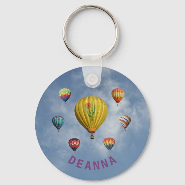 Luftballonger Circle Whispy Clouds Lila Namn Nyckelring (Framsida)